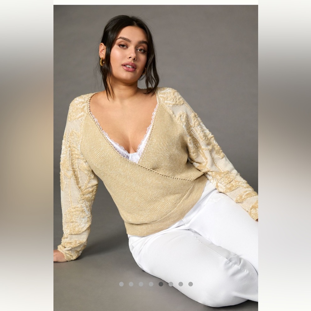 By Anthropologie laced sleeve sweater